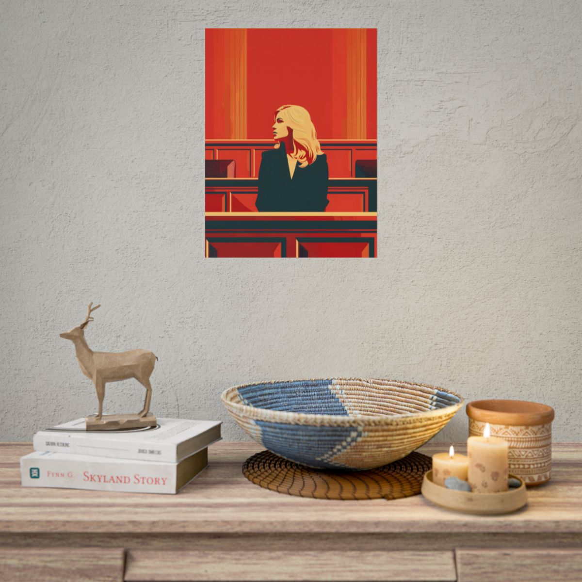 Elegant Woman in White: Modern Art Portrait - Poster