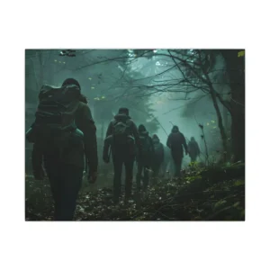 Misty Forest Trail Hikers Canvas Print