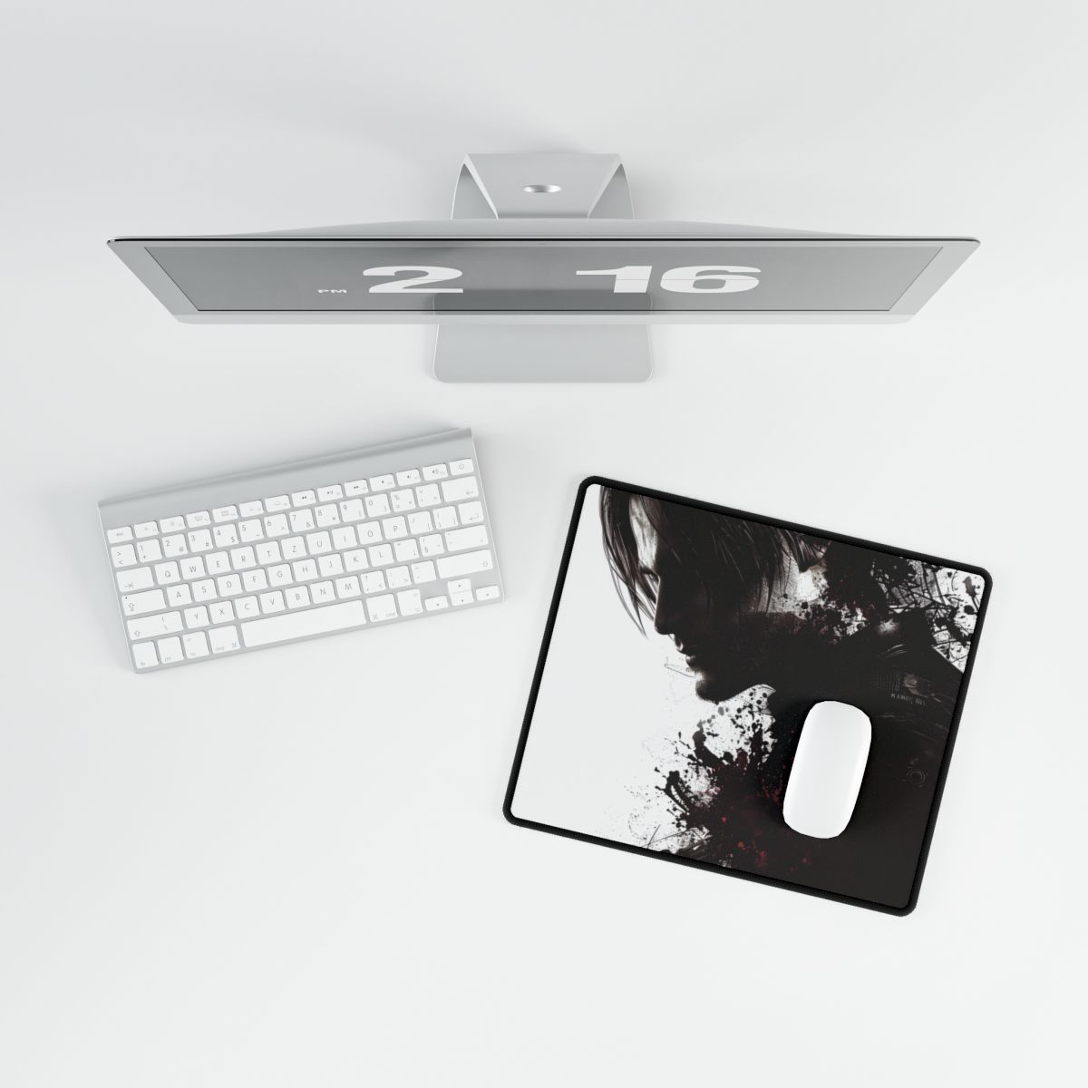 Emerging from Darkness: Blood-Splattered Figure Digital Art - Desk Mat