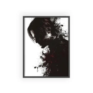 Dark-Haired Figure in Profile Framed Poster
