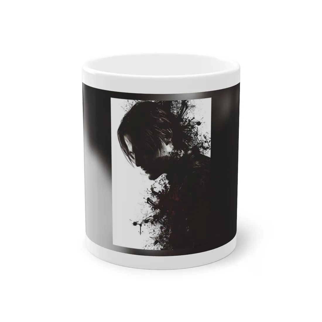 Emerging from Darkness: Blood-Splattered Figure Digital Art - Mug