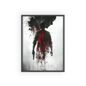 Man with Pistol Silhouette Framed Poster