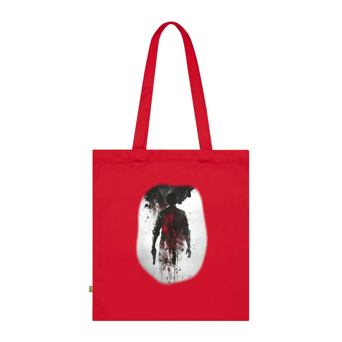 Emerging from Darkness: Blood-Splattered Figure - Tote Bag (Classic Red)