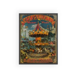 Vintage Carousel with Horses Framed Poster