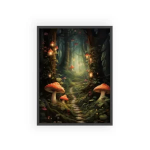 Mushroom Forest Path Framed Poster