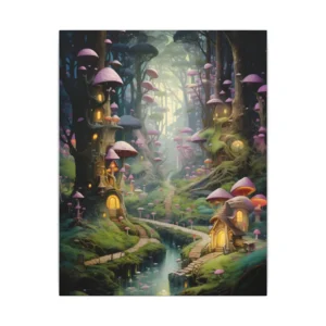 Mushroom Forest Village Canvas Print