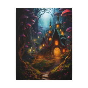 Fairy Cottage in Mushroom Forest Canvas Print