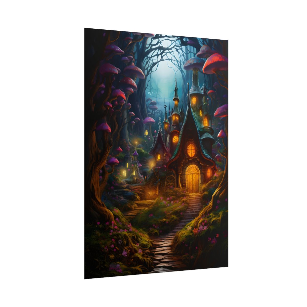 Enchanted Forest Boy: Whimsical Fairy Tale Scene - Poster
