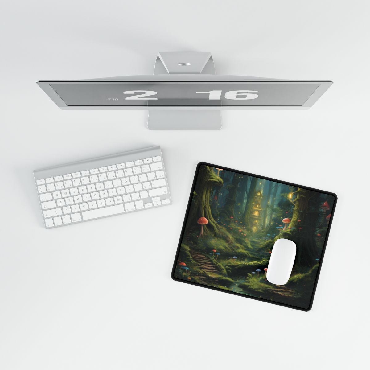 Enchanted Forest: Grimm's Fairy Tale Characters in Serene Woods - Desk Mat