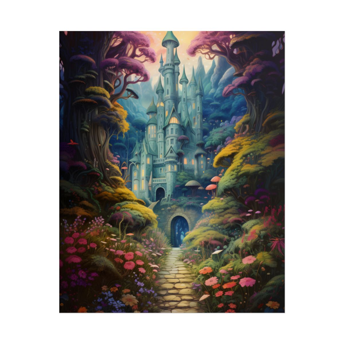Enchanted Forest: Siblings in Wonder - A Digital Artwork - Poster
