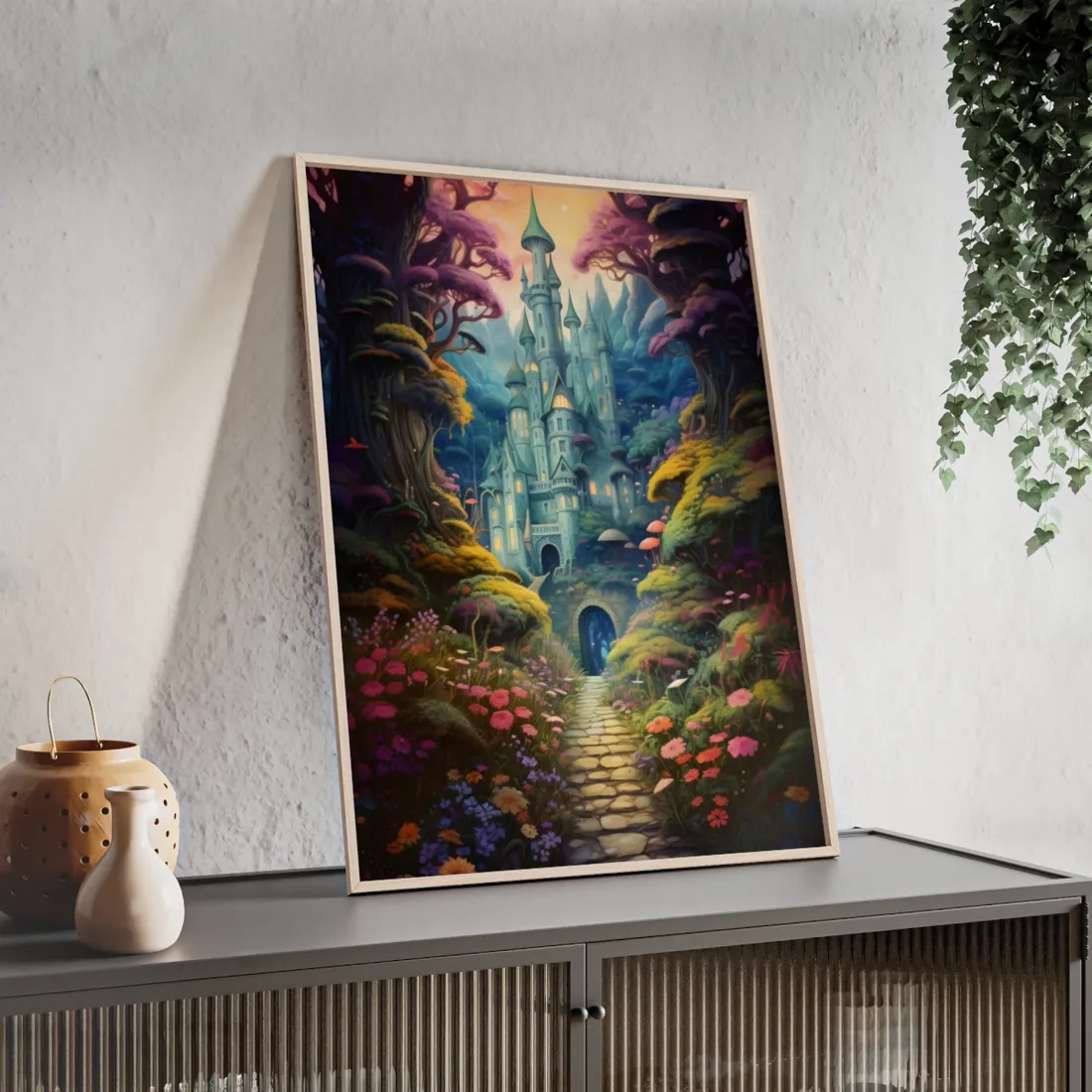 Enchanted Forest: Siblings in Wonder - A - Framed Poster