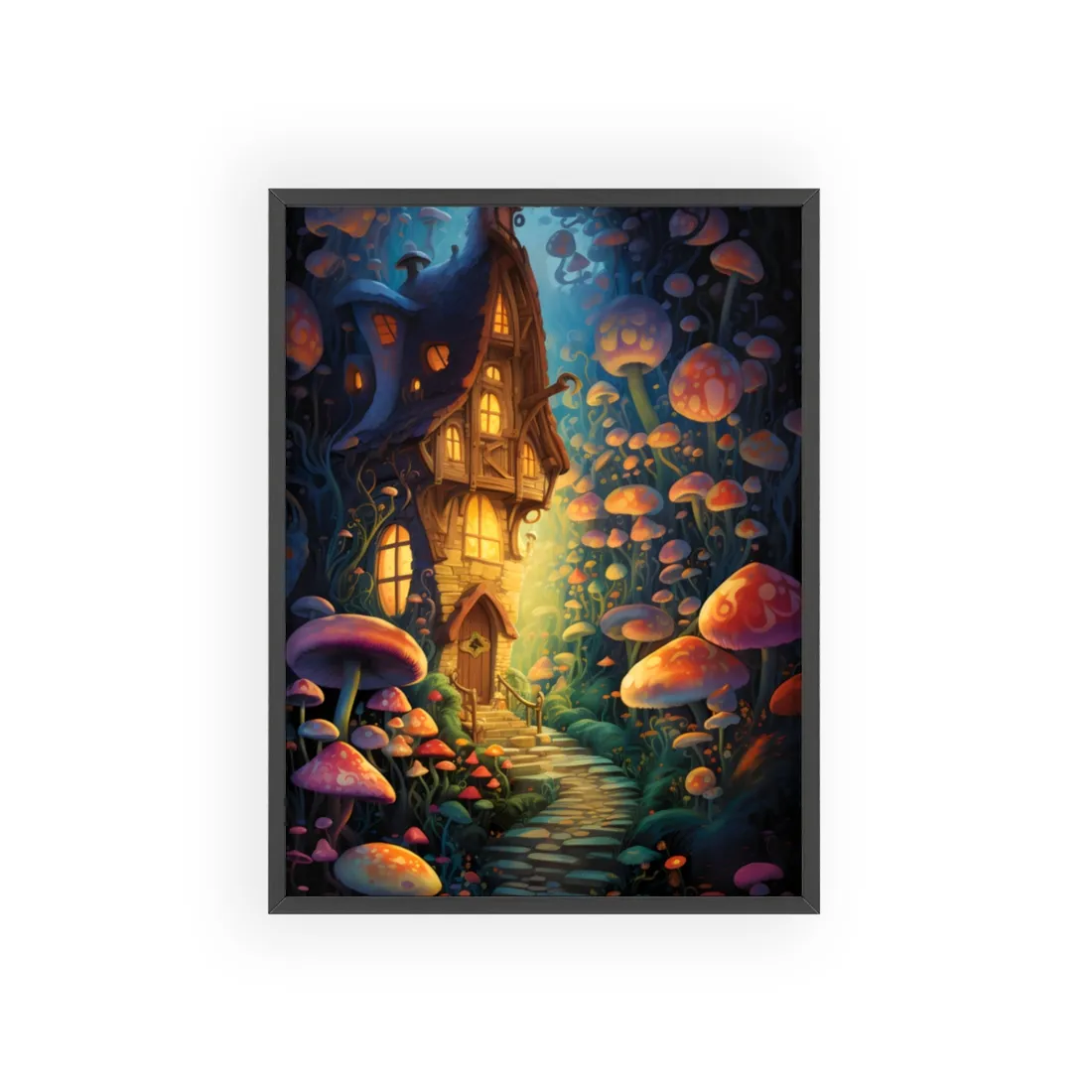 Enchanted Forest Whimsy: Vibrant Fairy Tale - Framed Poster