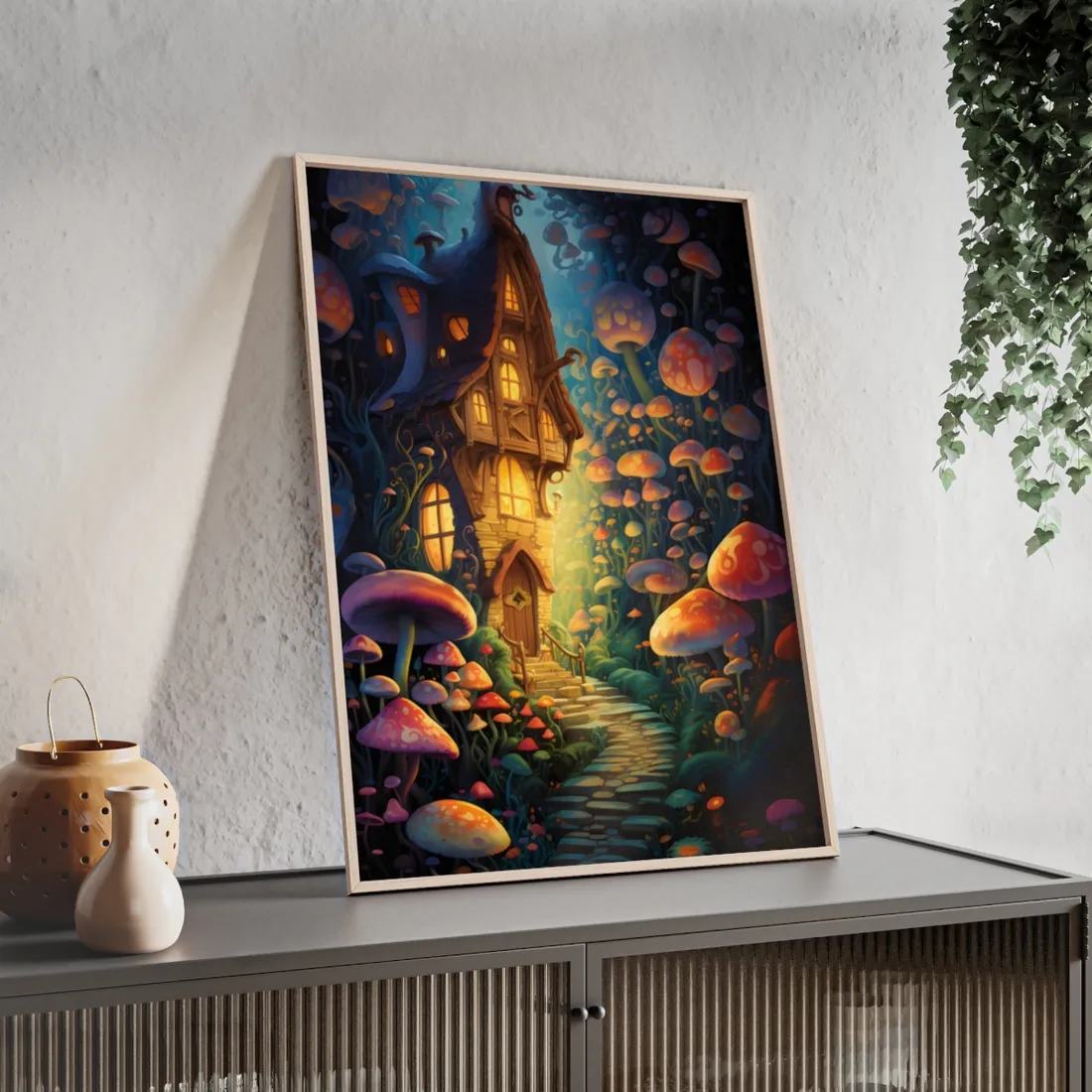Enchanted Forest Whimsy: Vibrant Fairy Tale - Framed Poster