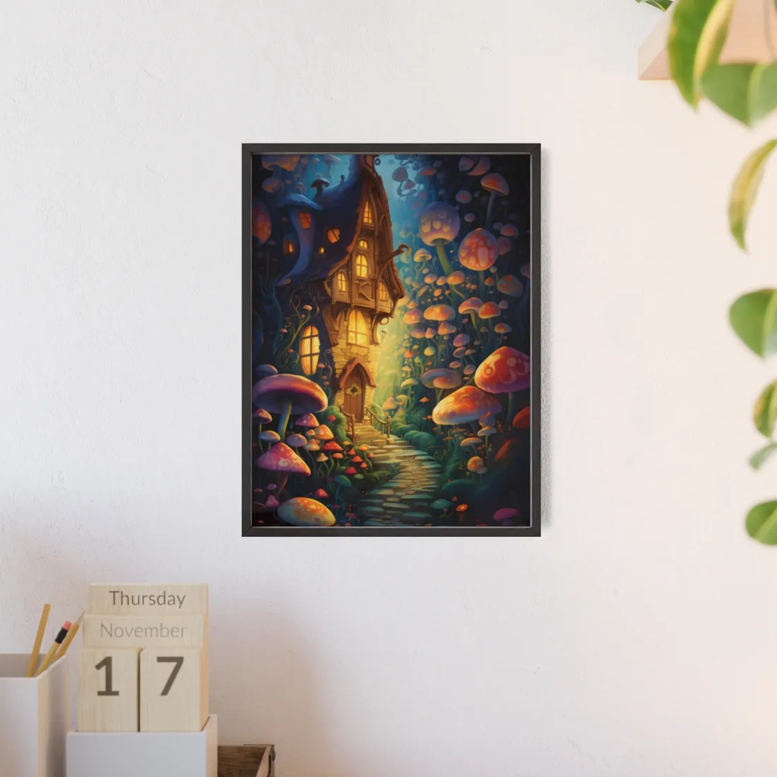 Enchanted Forest Whimsy: Vibrant Fairy Tale - Framed Poster
