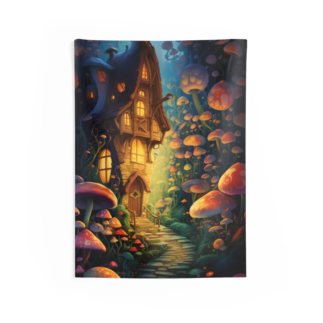 Enchanted Forest Whimsy: Vibrant Fairy Tale - Wall Tapestry