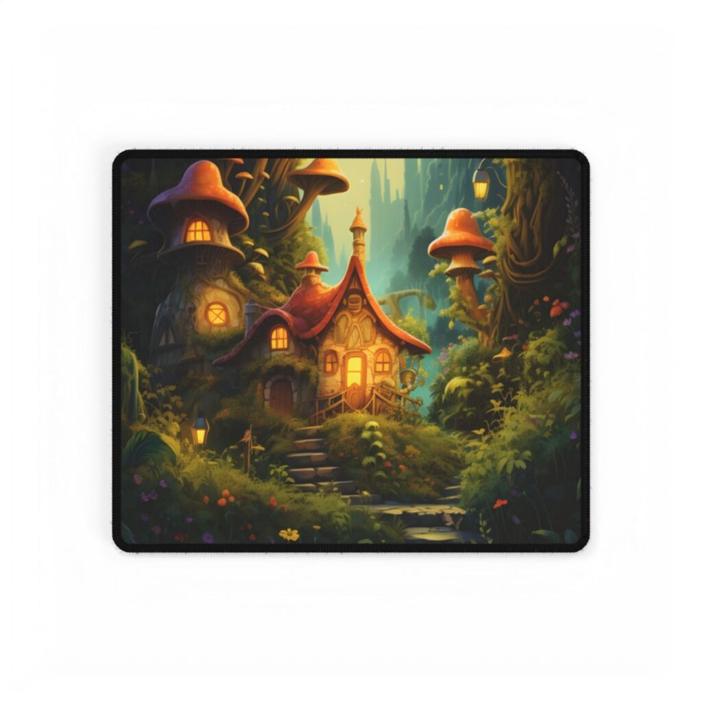Enchanted Forest Wonder: A Young Hero in Whimsical Magic - Desk Mat