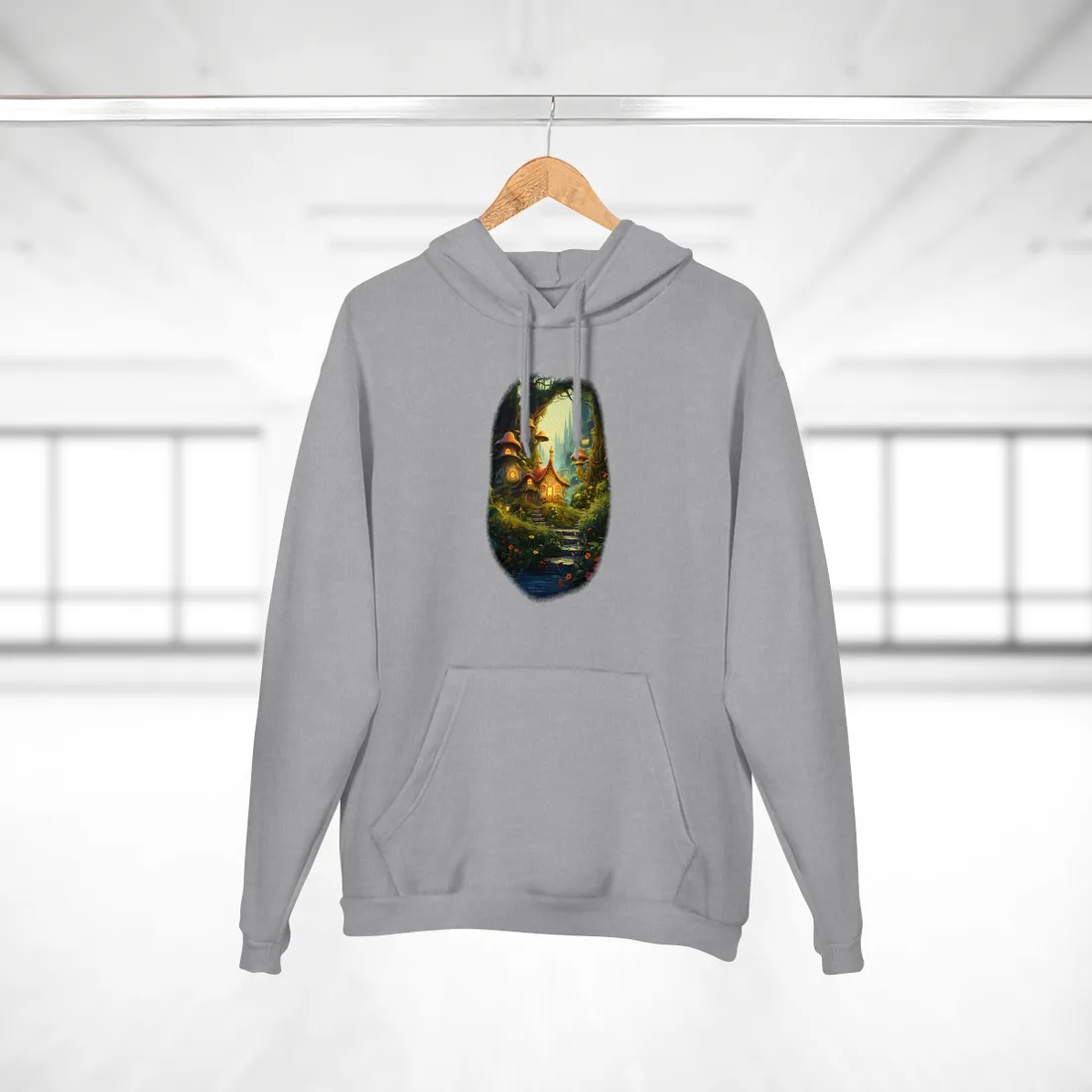 Enchanted Forest Wonder: A Young Hero in Whimsical Magic - Hoodie (Heather Grey)