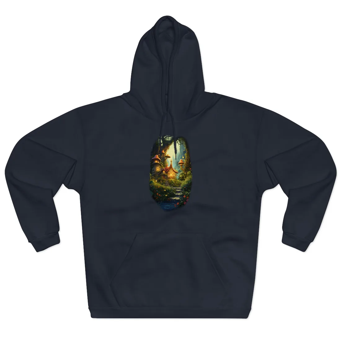 Enchanted Forest Wonder: A Young Hero in Whimsical Magic - Hoodie (Navy)