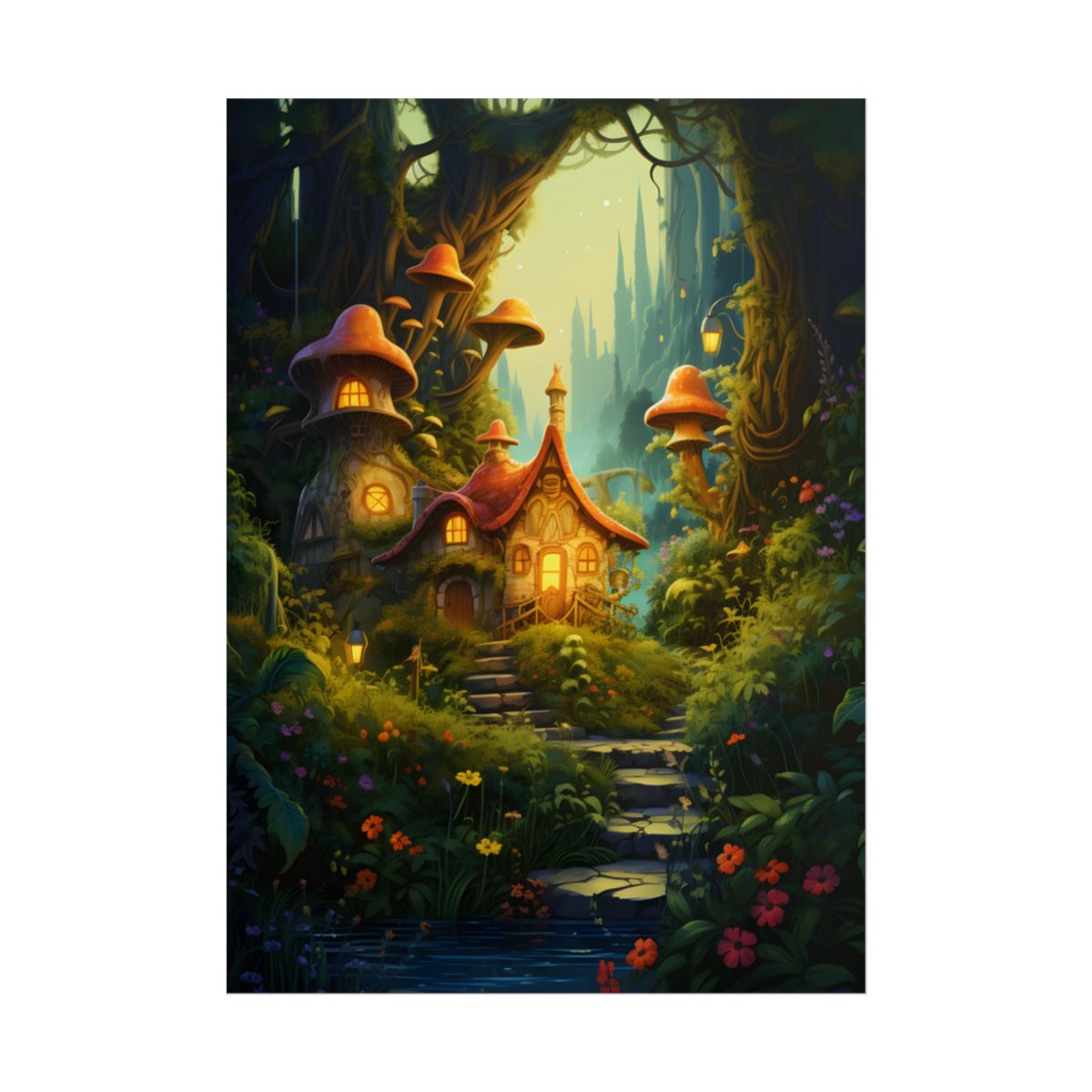 Enchanted Forest Wonder: A Young Hero in Whimsical Magic - Poster