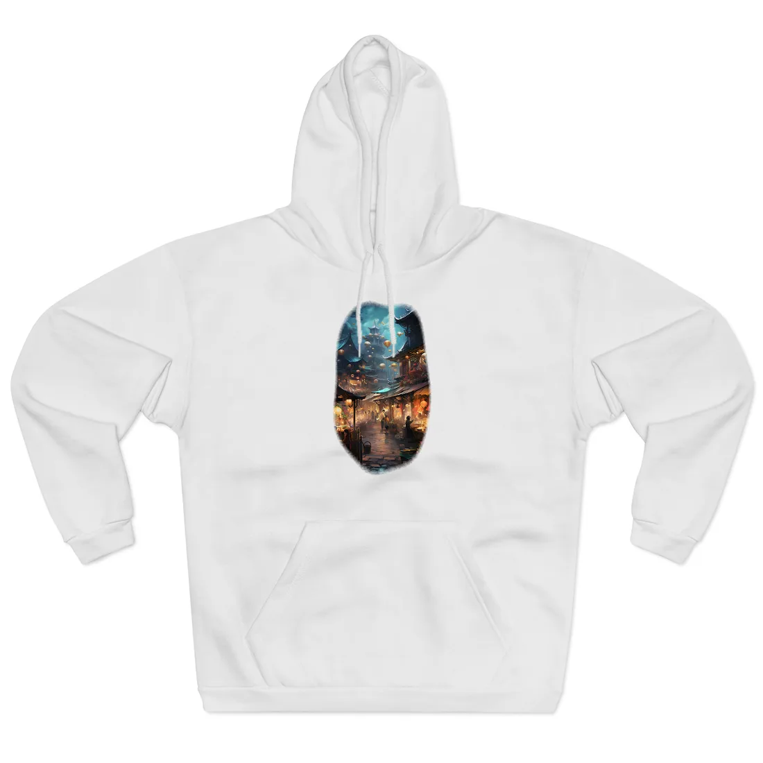 Enchanted Street Food Market: Vibrant Evening - Hoodie (White)