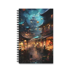 Lantern Night Market Street Spiral Notebook