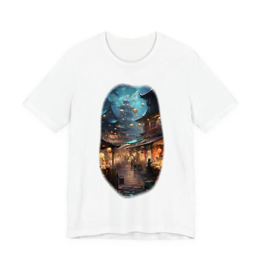 Enchanted Street Food Market: Vibrant Evening - T-Shirt (White)