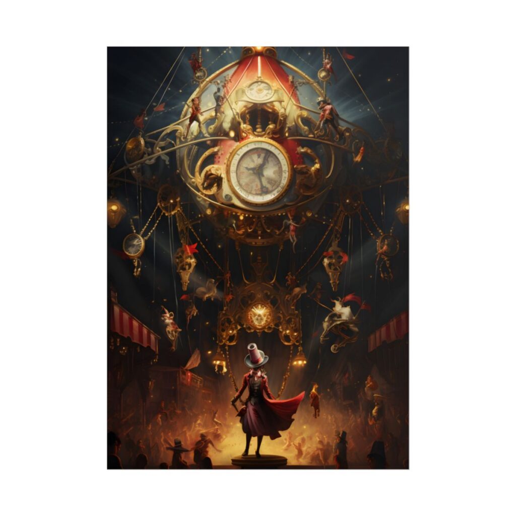 Enchanted Timepiece Carousel: A Whimsy-Filled Artwork - Poster