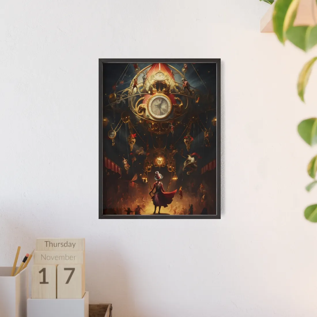 Enchanted Timepiece Carousel: A Whimsy-Filled - Framed Poster