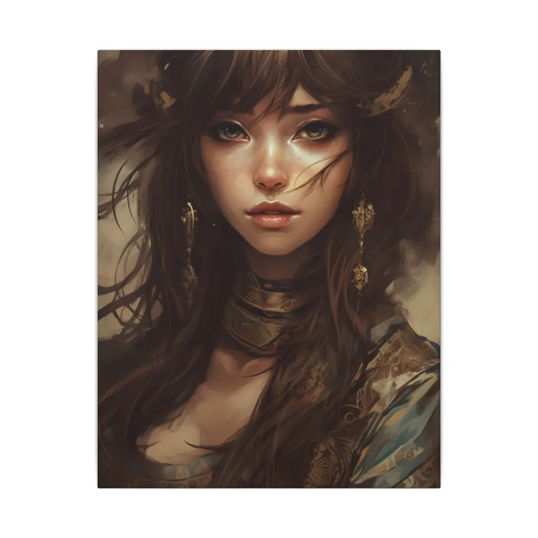 Enchanting Brunette Portrait: Gentle Beauty - Canvas