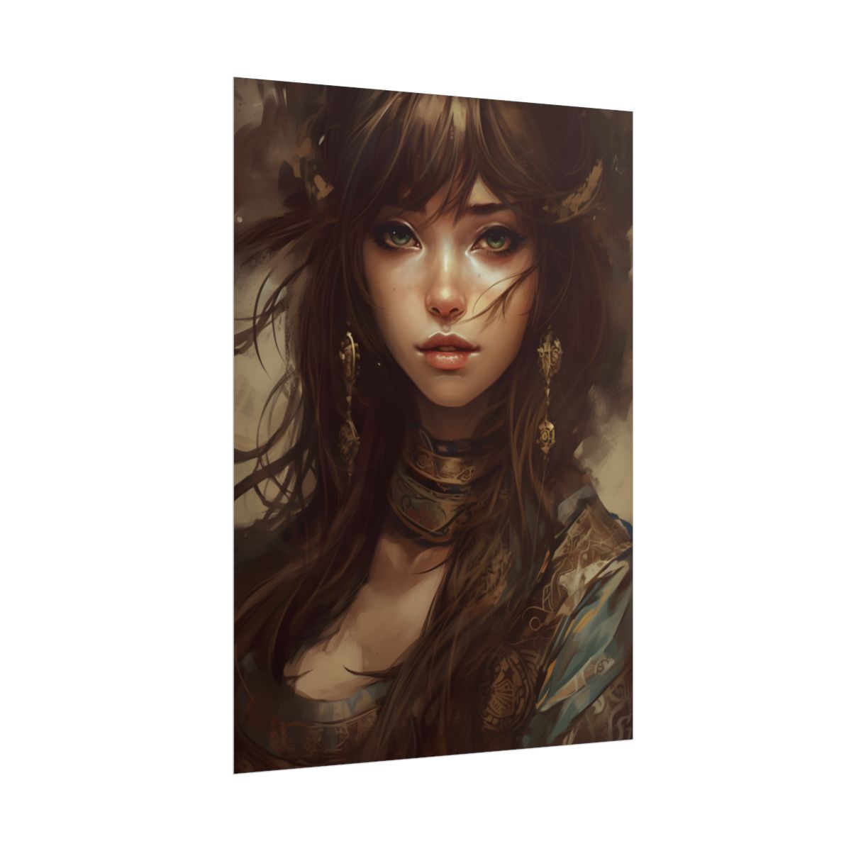 Enchanting Brunette Portrait: Gentle Beauty - Poster