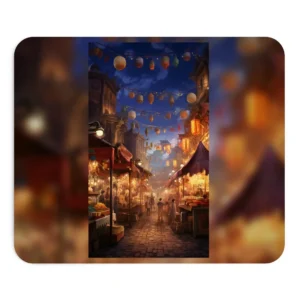 Night Market with Hanging Lanterns Mouse Pad