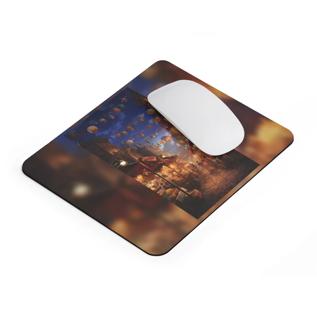 Enchanting Evening Street Food Market: A Vibrant Gathering - Mouse Pad