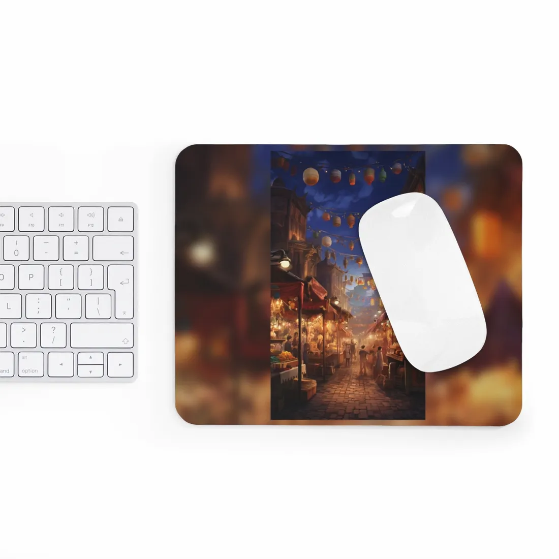 Enchanting Evening Street Food Market: A Vibrant Gathering - Mouse Pad
