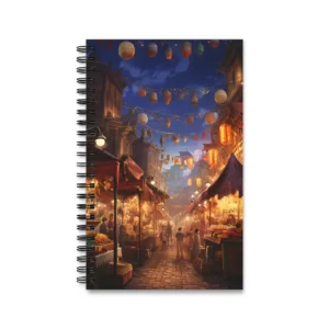 Night Market with Hanging Lanterns Spiral Notebook