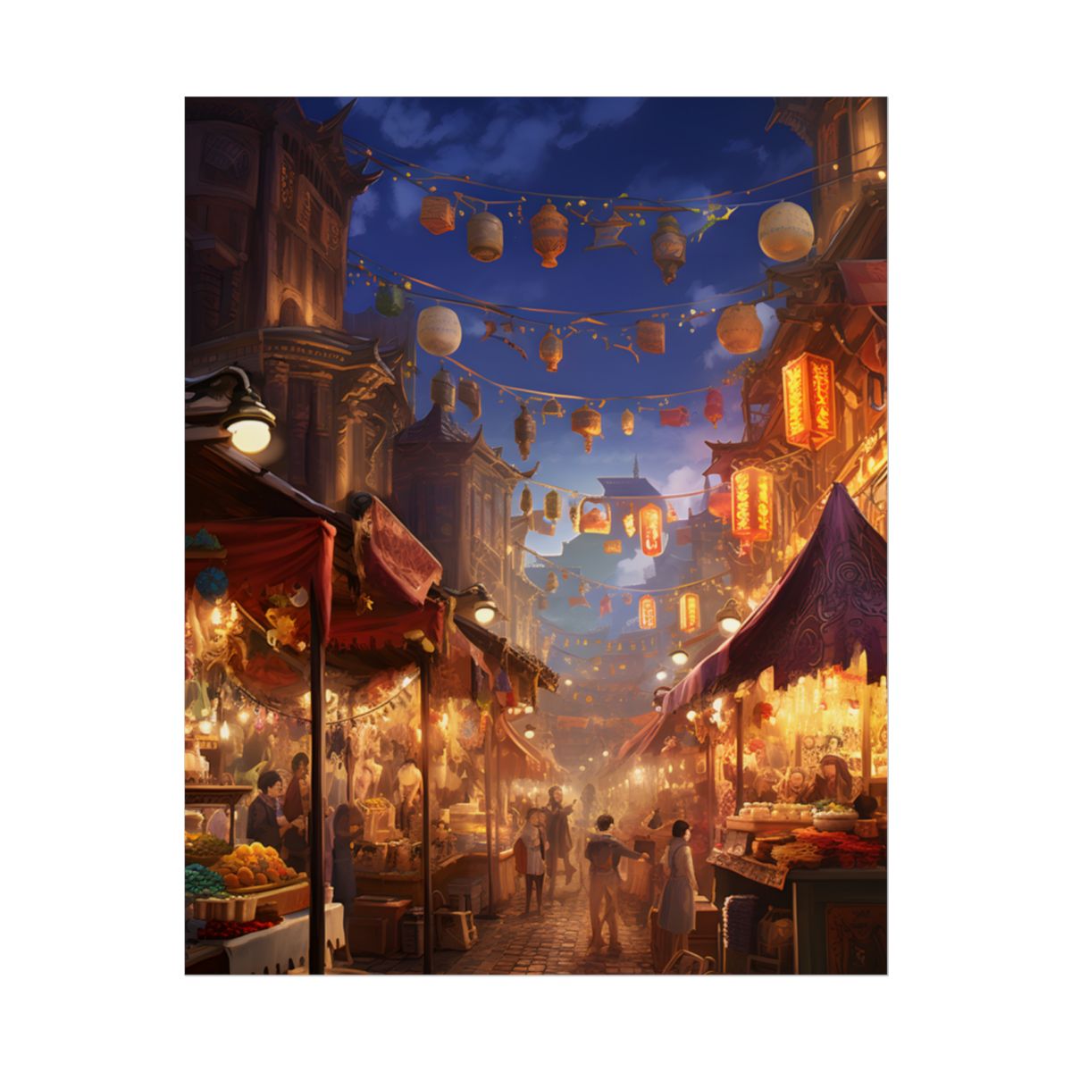 Enchanting Evening Street Food Market: A Vibrant Gathering - Poster