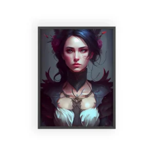 Woman in Feathered Collar Framed Poster