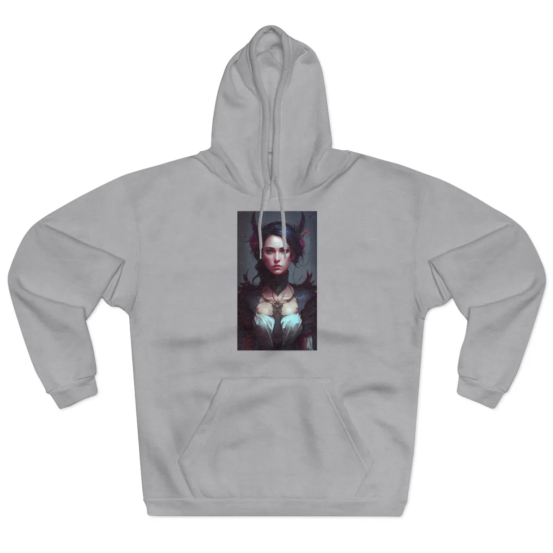 Enchanting Female Portrait: Elegant Black Dress - Hoodie