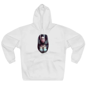 Woman in Feathered Collar Hoodie