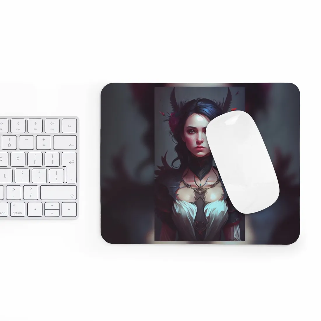 Enchanting Female Portrait: Elegant Black Dress - Mouse Pad