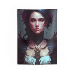 Woman in Feathered Collar Wall Tapestry
