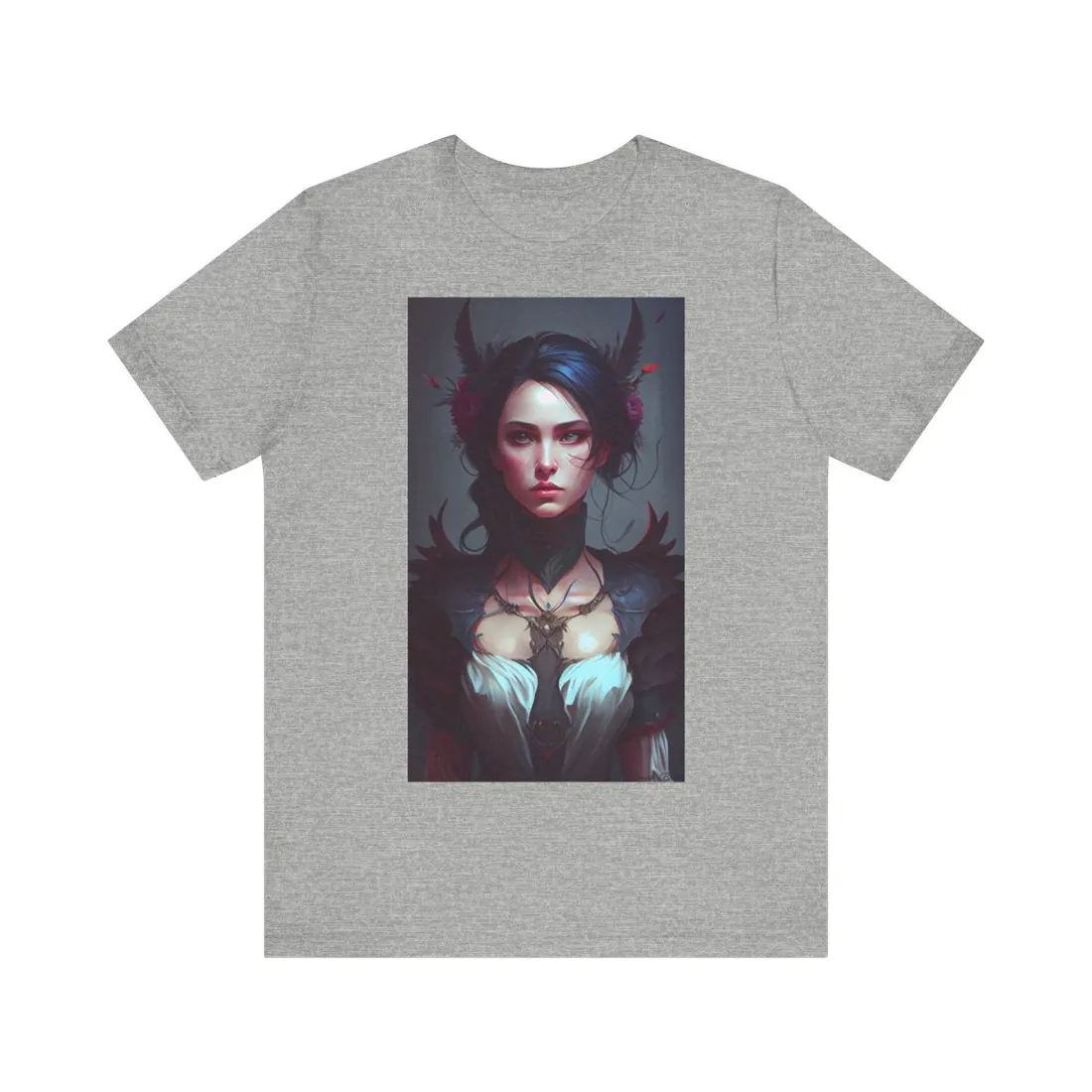Enchanting Female Portrait: Elegant Black Dress - T-Shirt