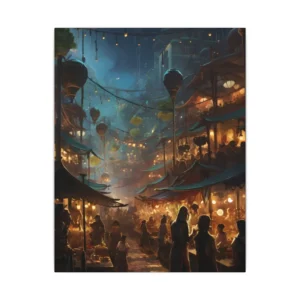 Night Market with Lanterns Canvas Print
