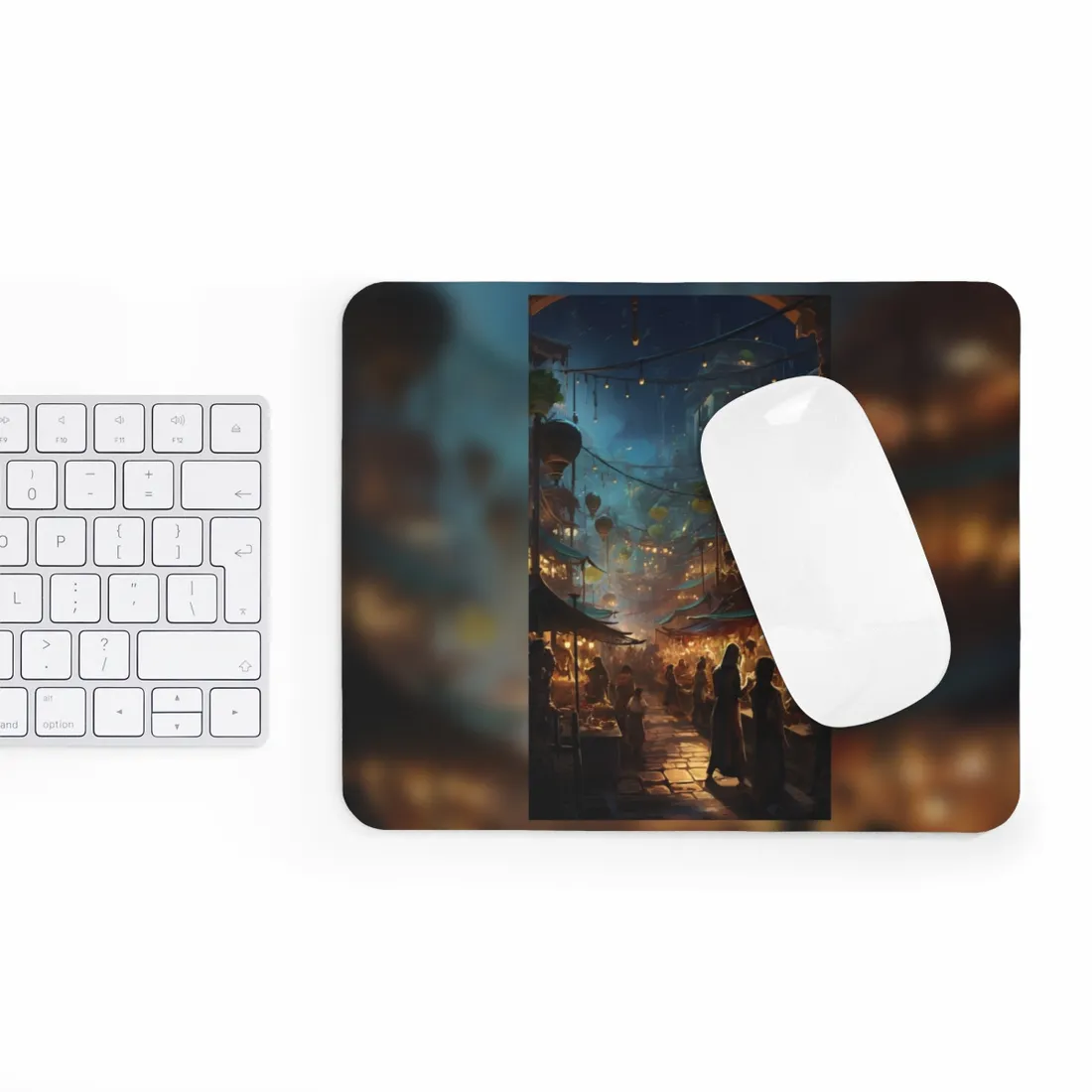 Enchanting Night Street Food Market: Colorful - Mouse Pad