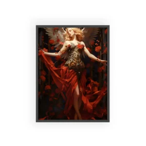 Winged Angel in Red Gown Framed Poster