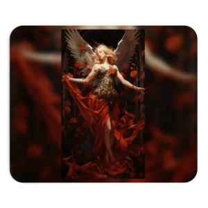 Winged Angel in Red Gown Mouse Pad