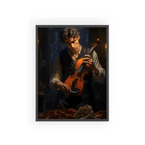 Violinist Tuning a Violin Framed Poster