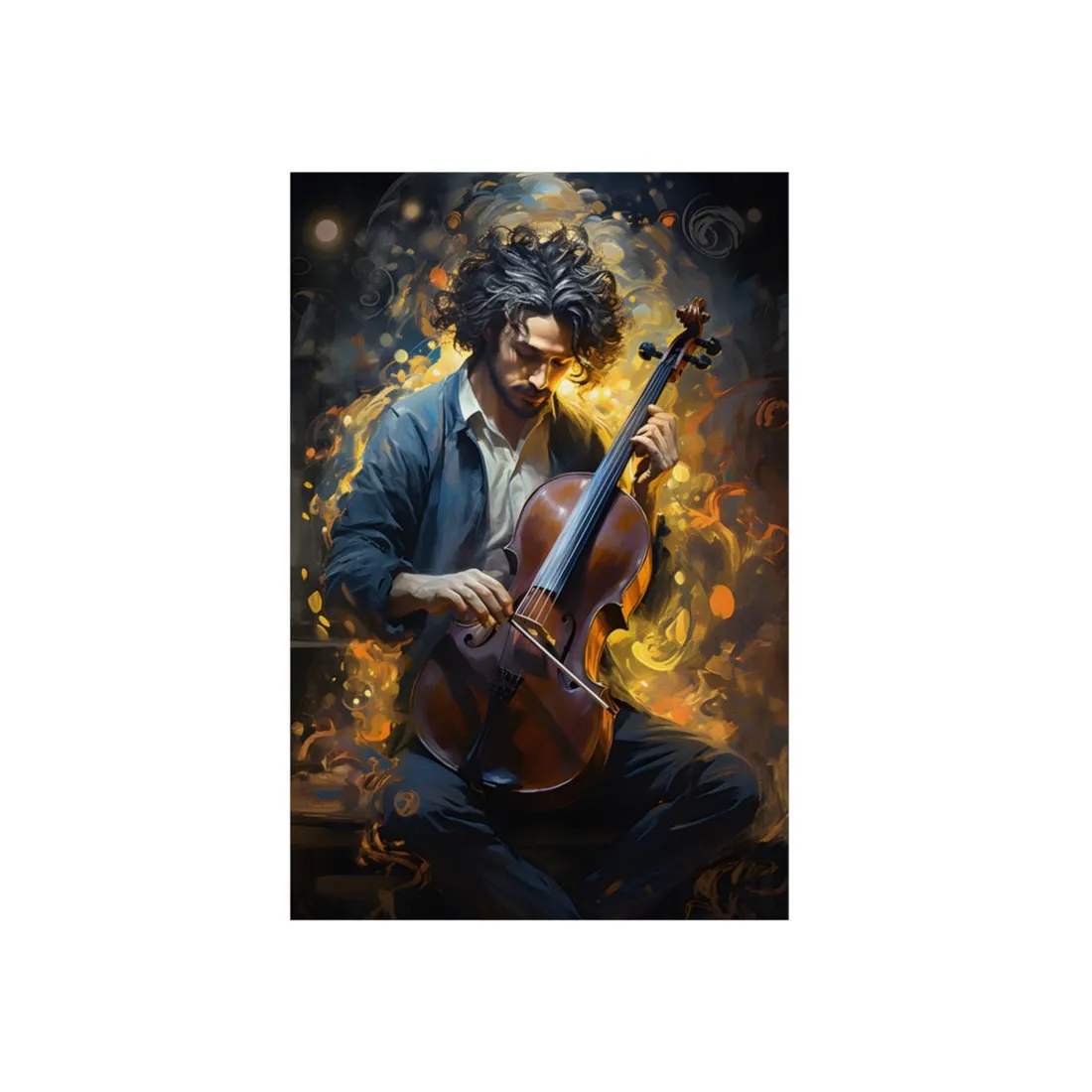 Enigmatic Musician Portrait: Mysterious Maestro - Metal Poster