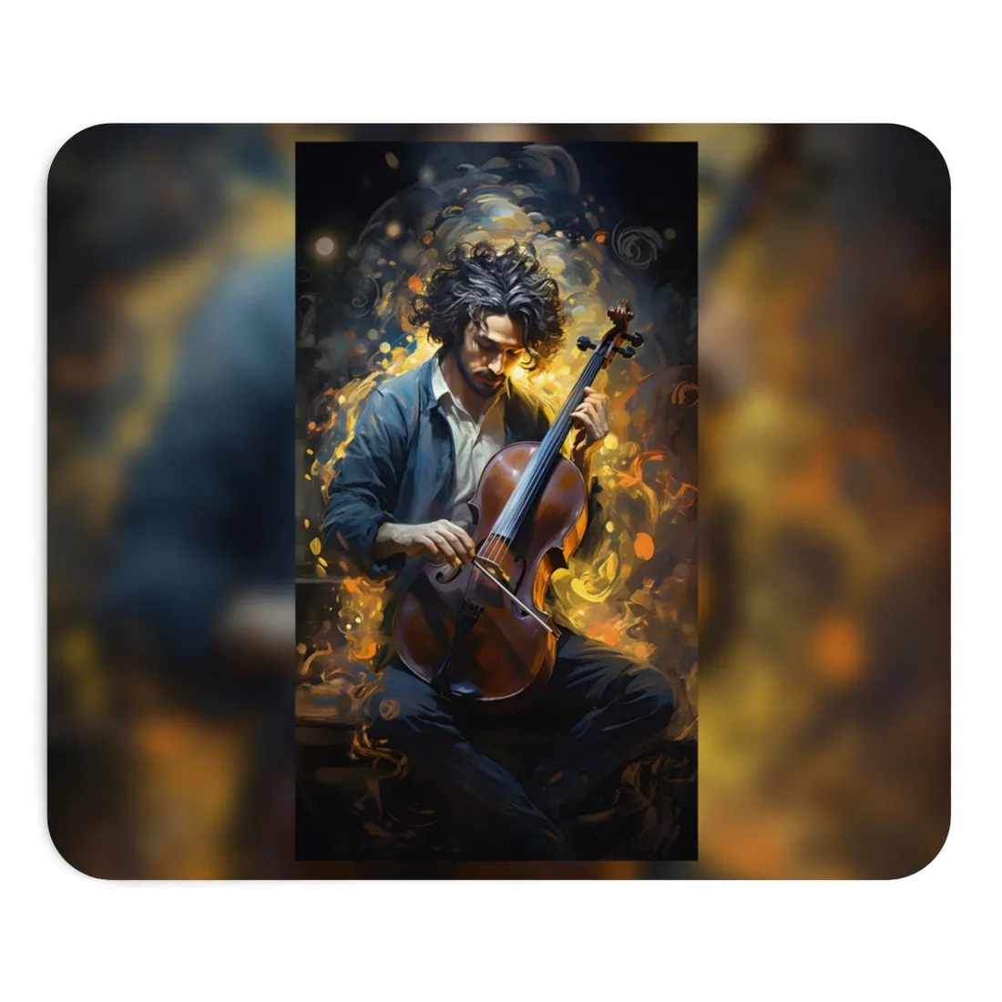 Enigmatic Musician Portrait: Mysterious Maestro - Mouse Pad