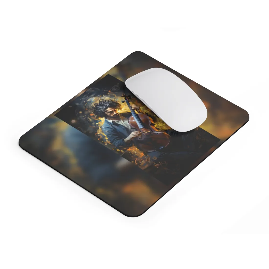 Enigmatic Musician Portrait: Mysterious Maestro - Mouse Pad
