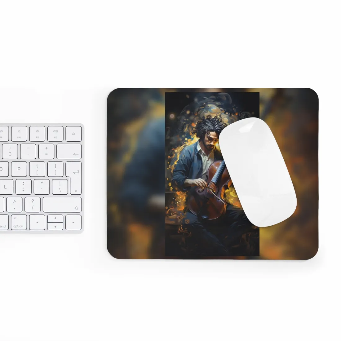 Enigmatic Musician Portrait: Mysterious Maestro - Mouse Pad